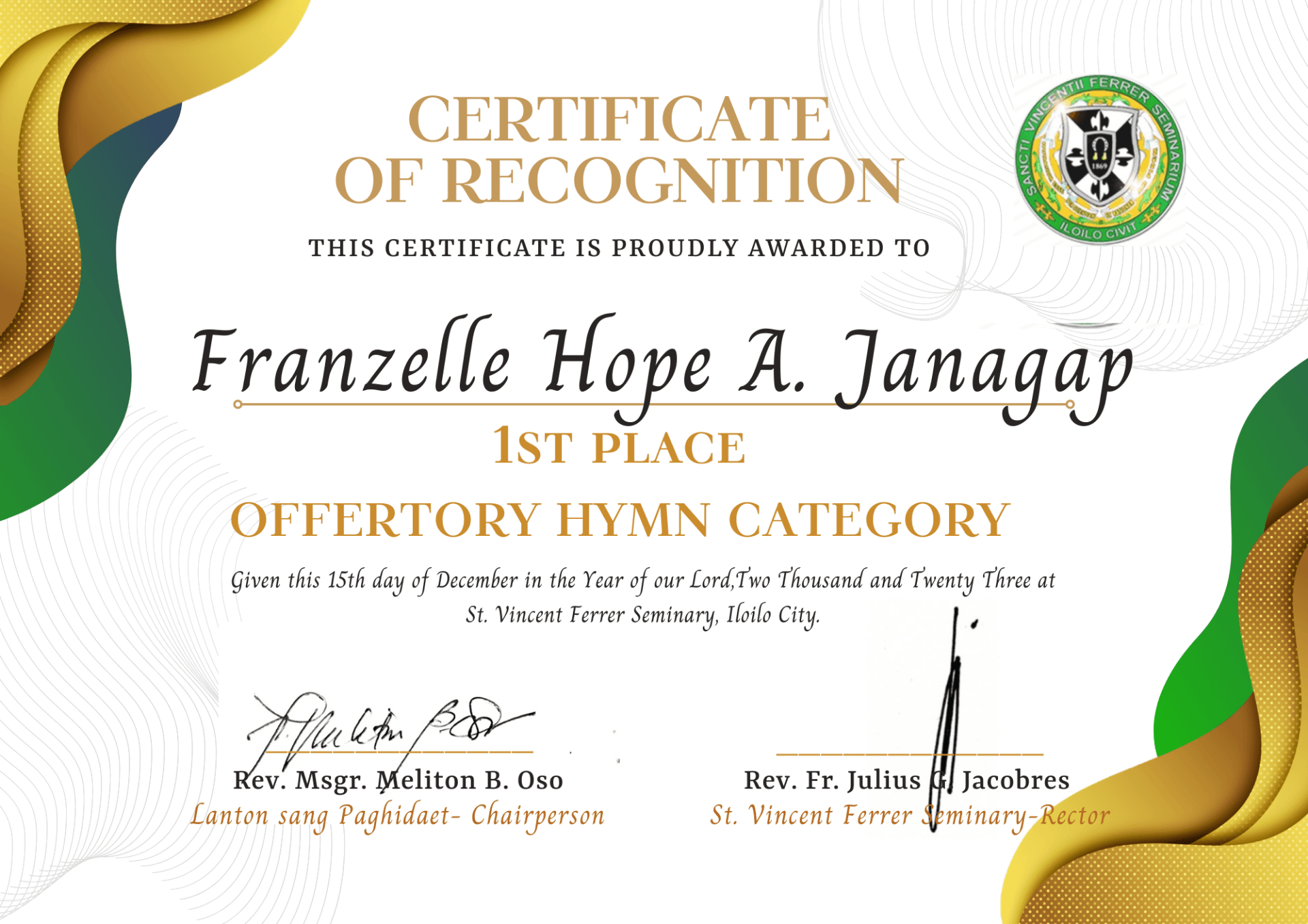 Franzelle Hope graduated from University of San Agustin