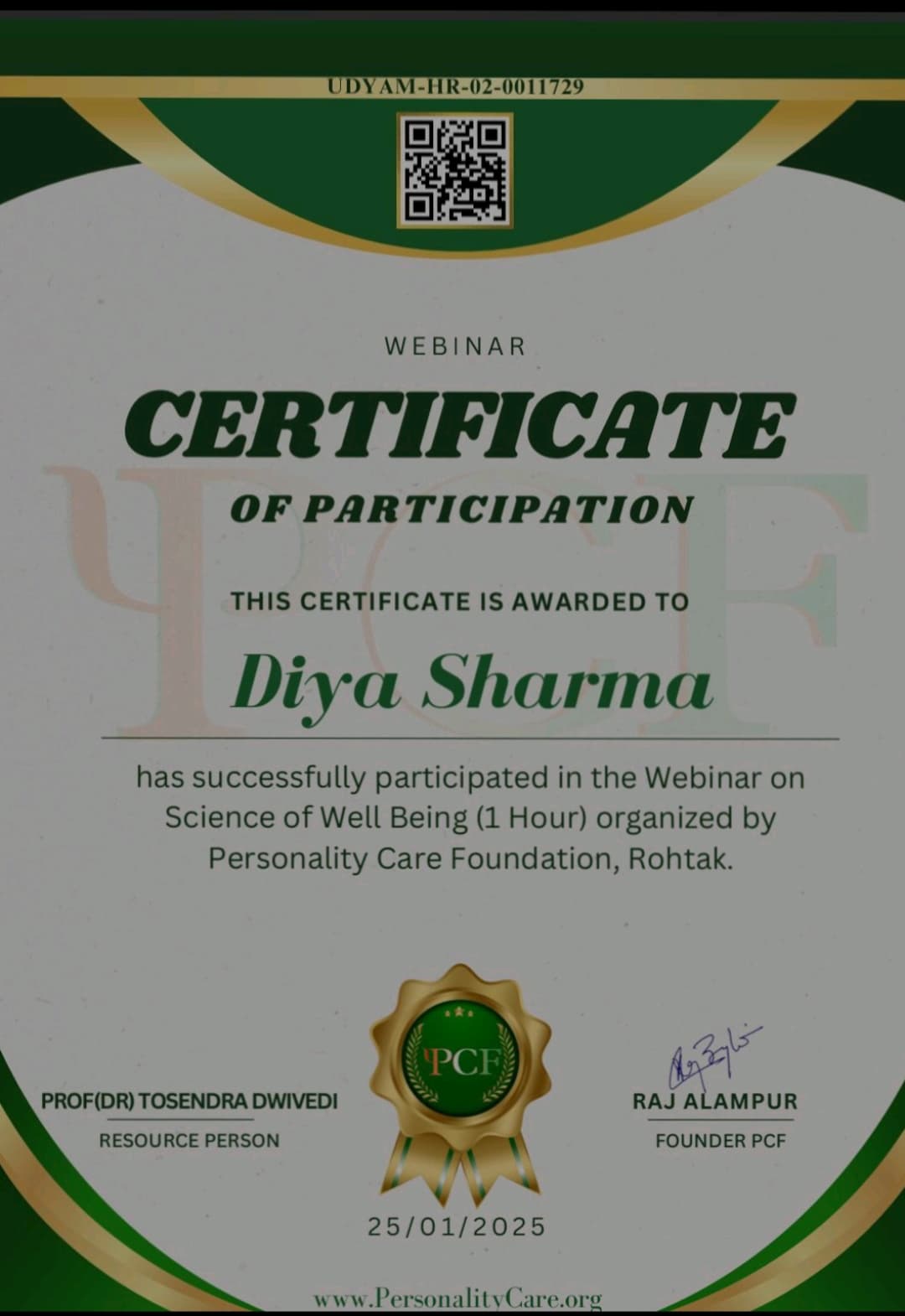 Diya graduated from Geeta University