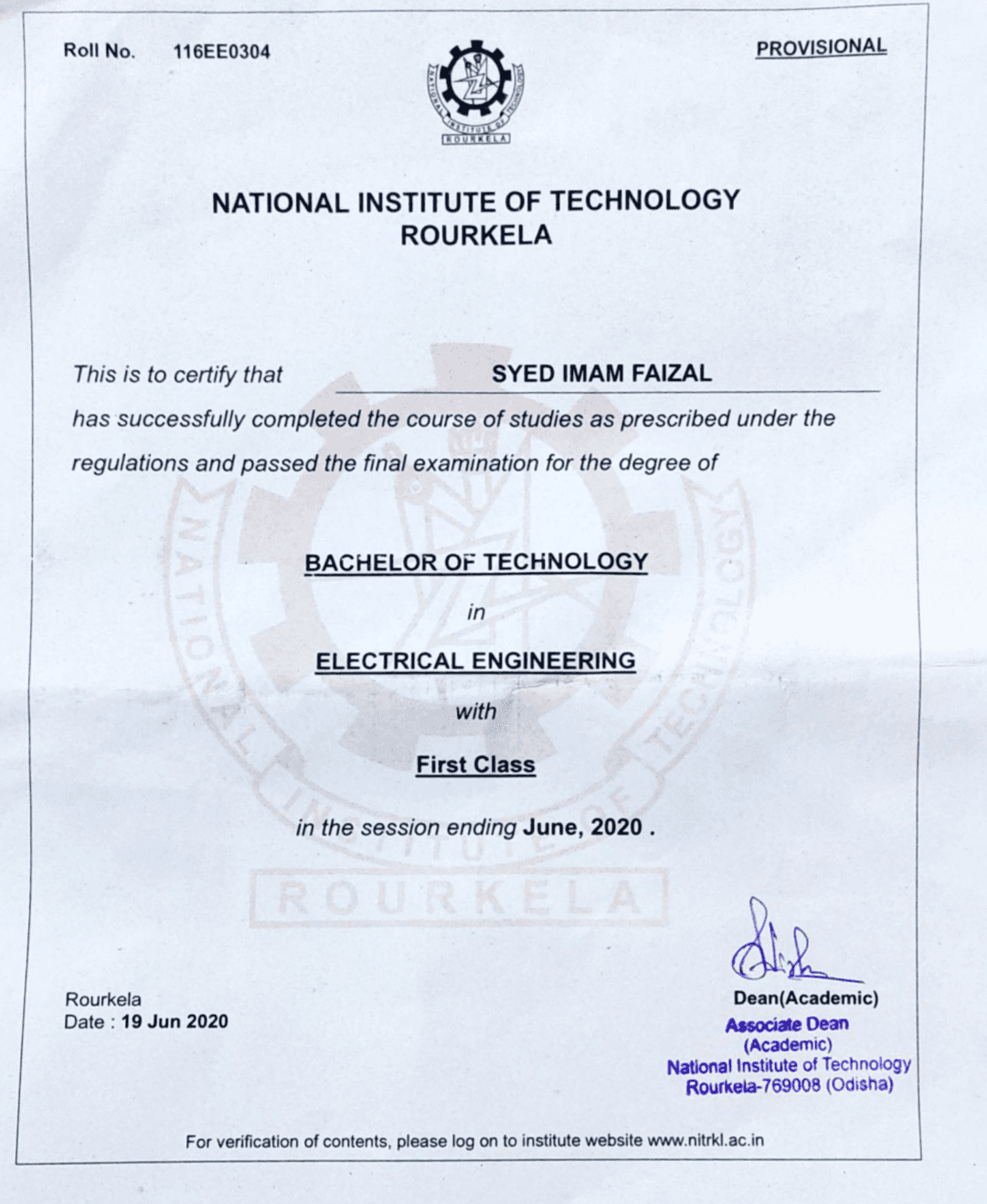 Imam graduated from National Institute of Technology Rourkela