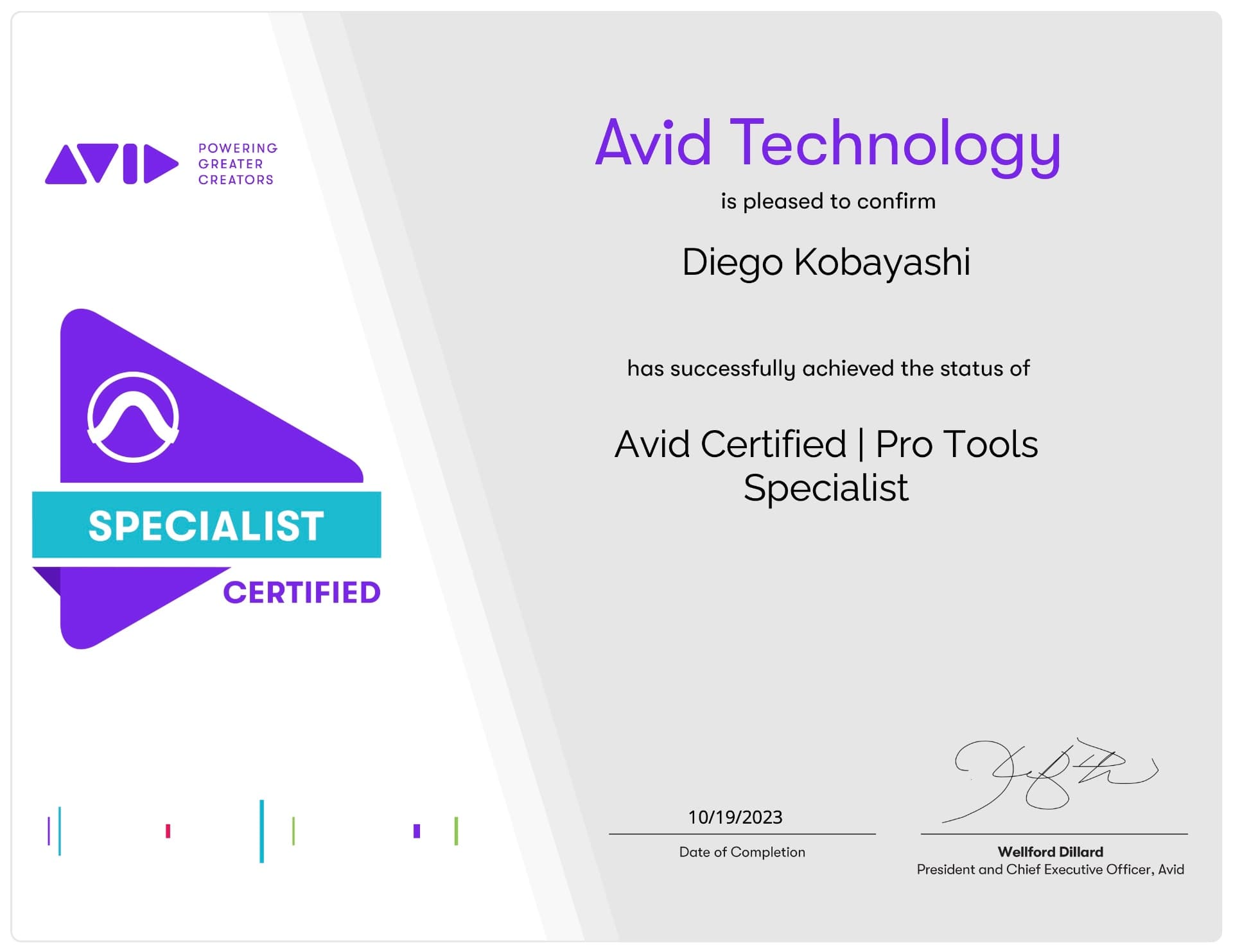 Diego graduated from SAE INSTITUTE