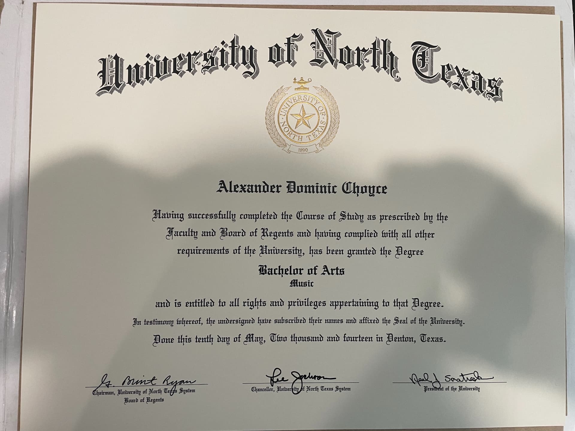 Alex graduated from University of North Texas