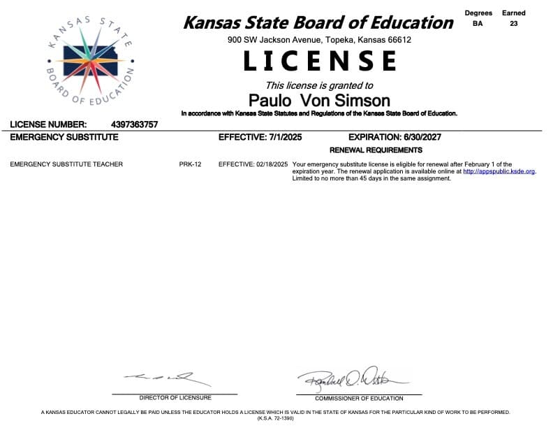 Paulo graduated from University of Kansas