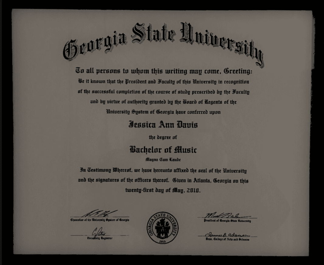 Jessie graduated from Georgia State University