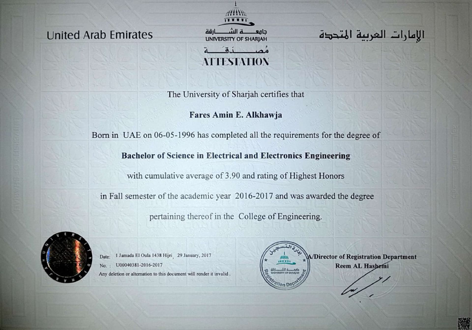 Fares graduated from Concordia Univeristy