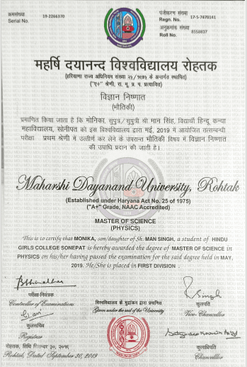 Monika graduated from University of Delhi