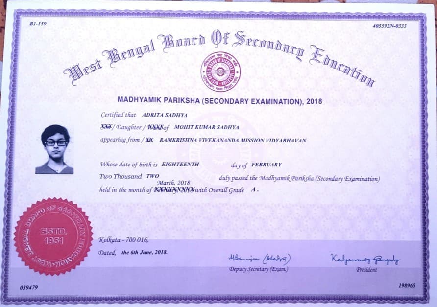 Adrita graduated from University of Kalyani