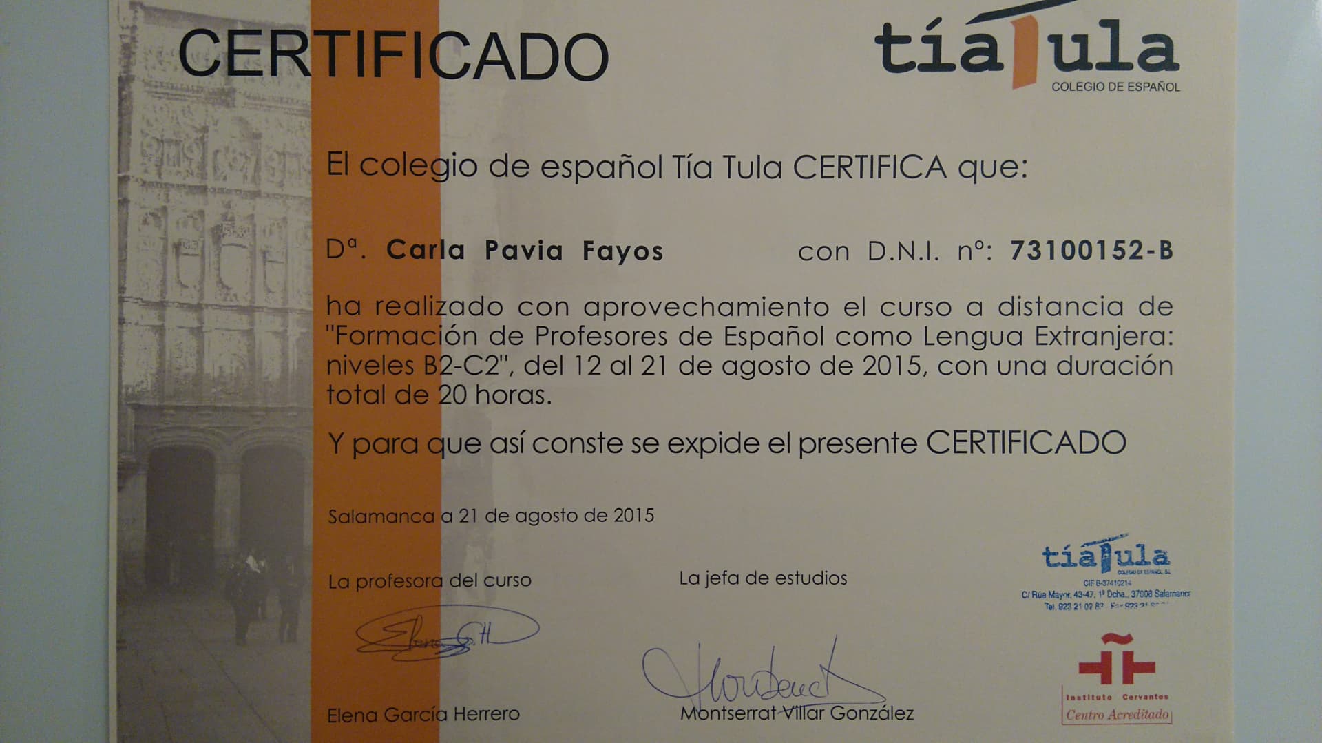 Carla graduated from University of Cádiz