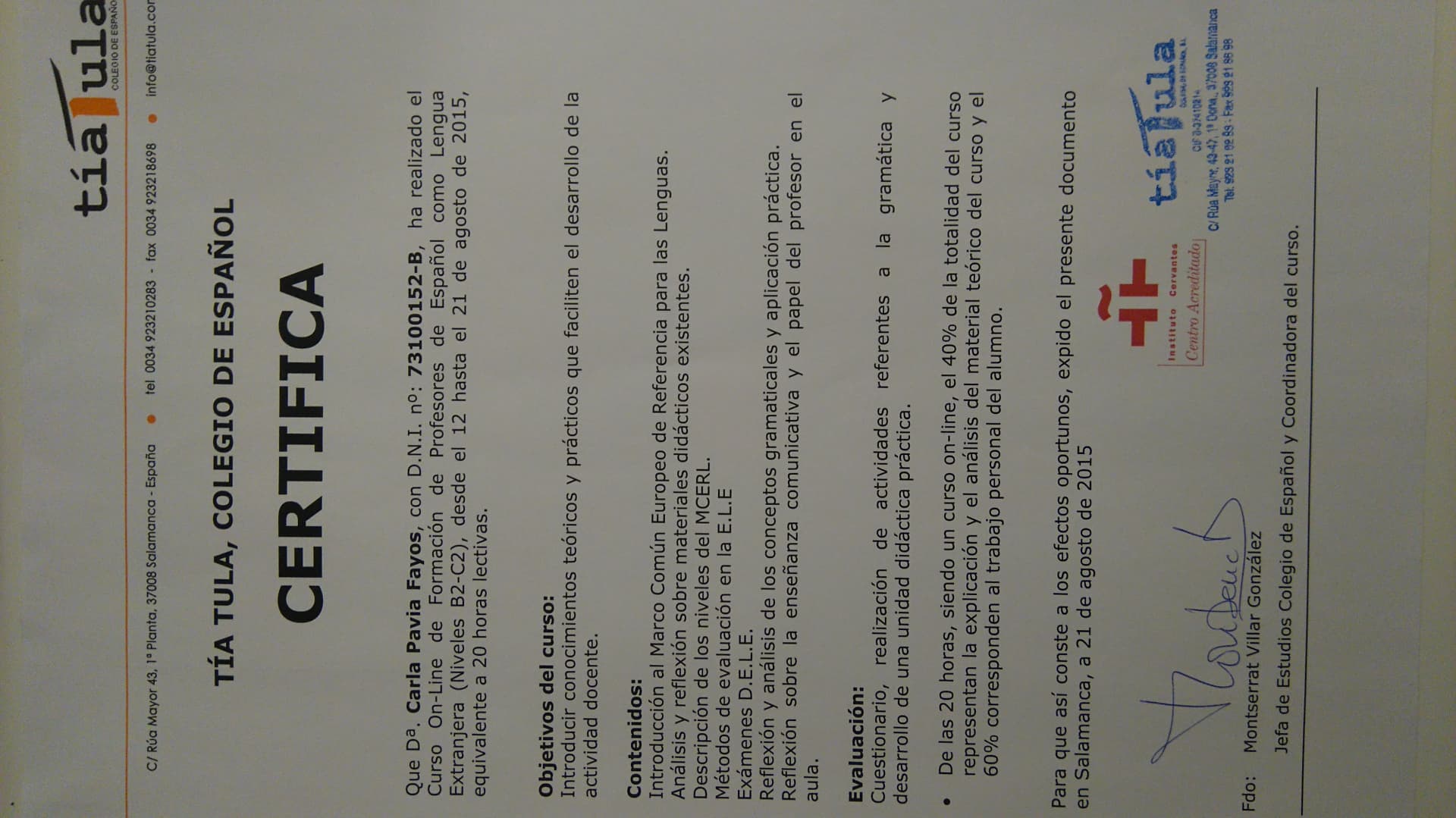 Carla graduated from University of Cádiz