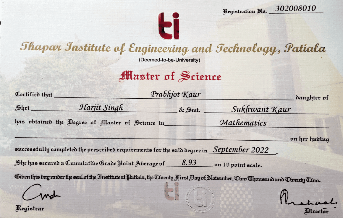 Prabhjot graduated from Panjab University Chandigarh