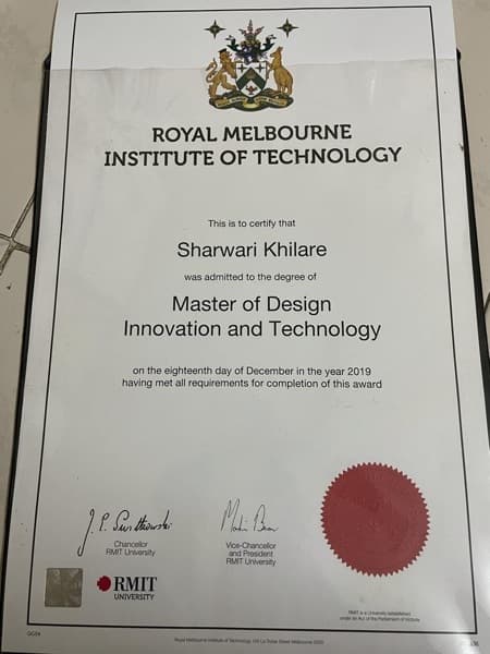 Sharwari graduated from RMIT