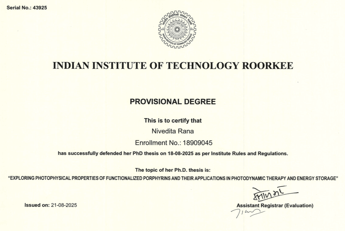 Nivedita graduated from IIT ROORKEE