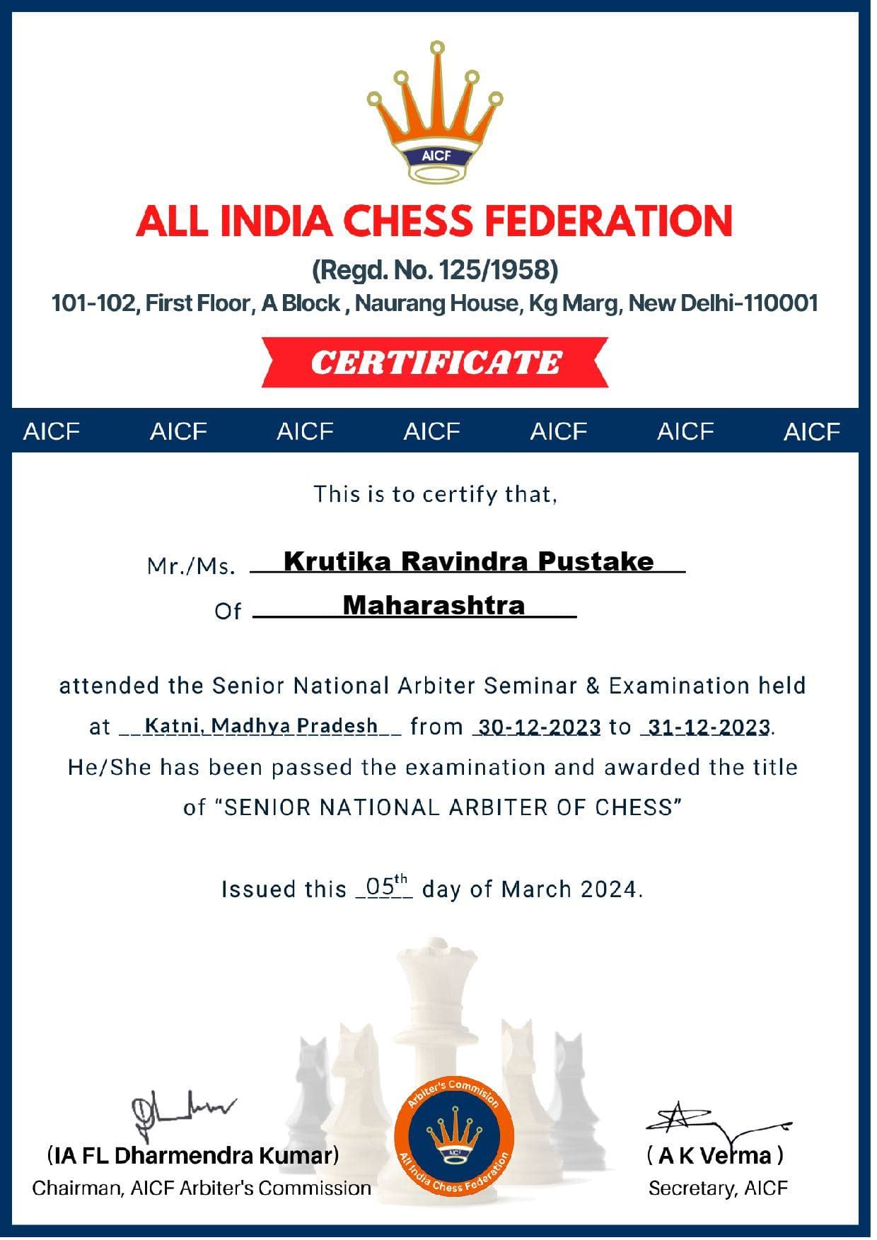 Krutika graduated from SNDT, Women's university