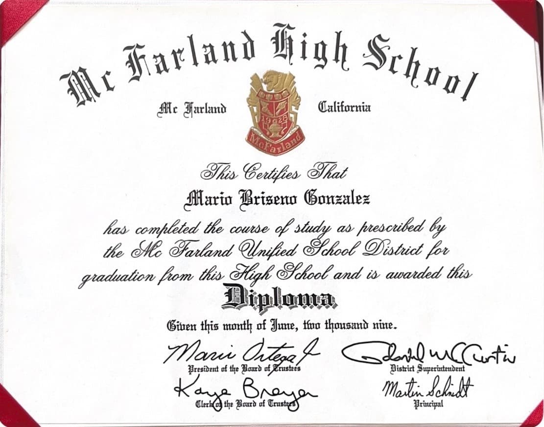 Mario graduated from McFarland high school