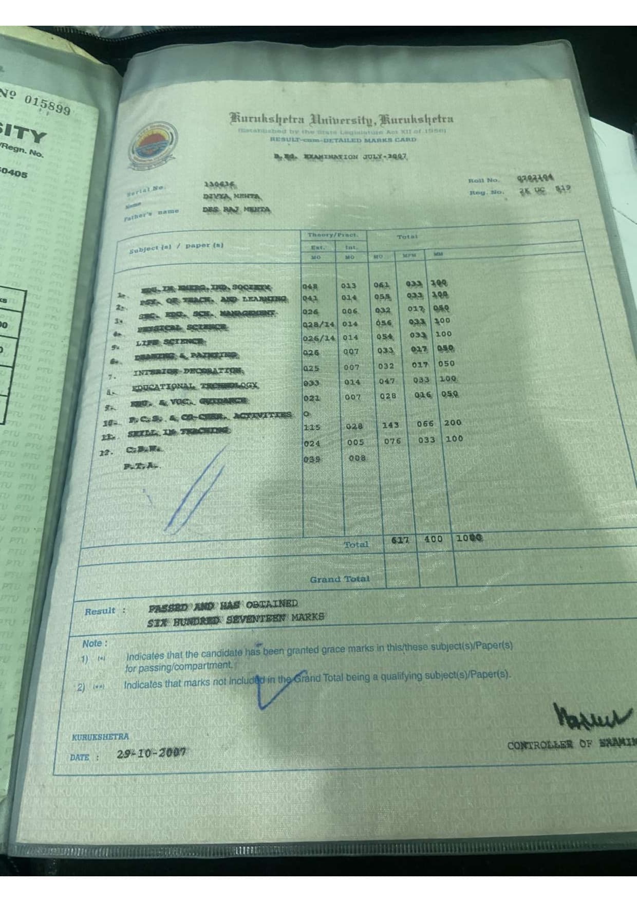 Divya Raj graduated from KUK