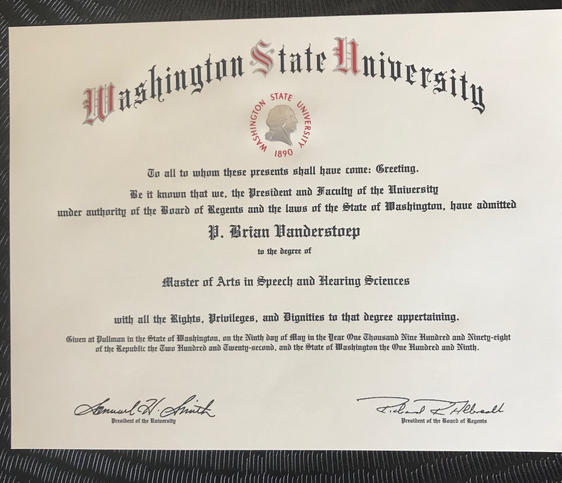 Brian graduated from Washington State University