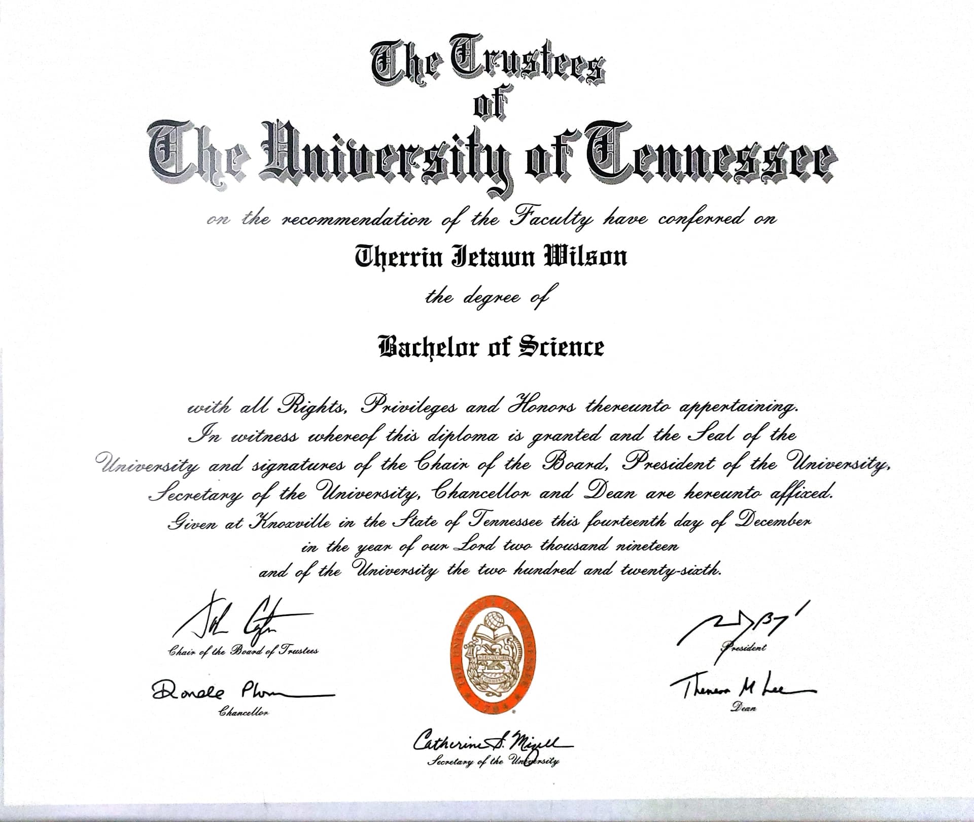 Therrin graduated from University of Tennessee