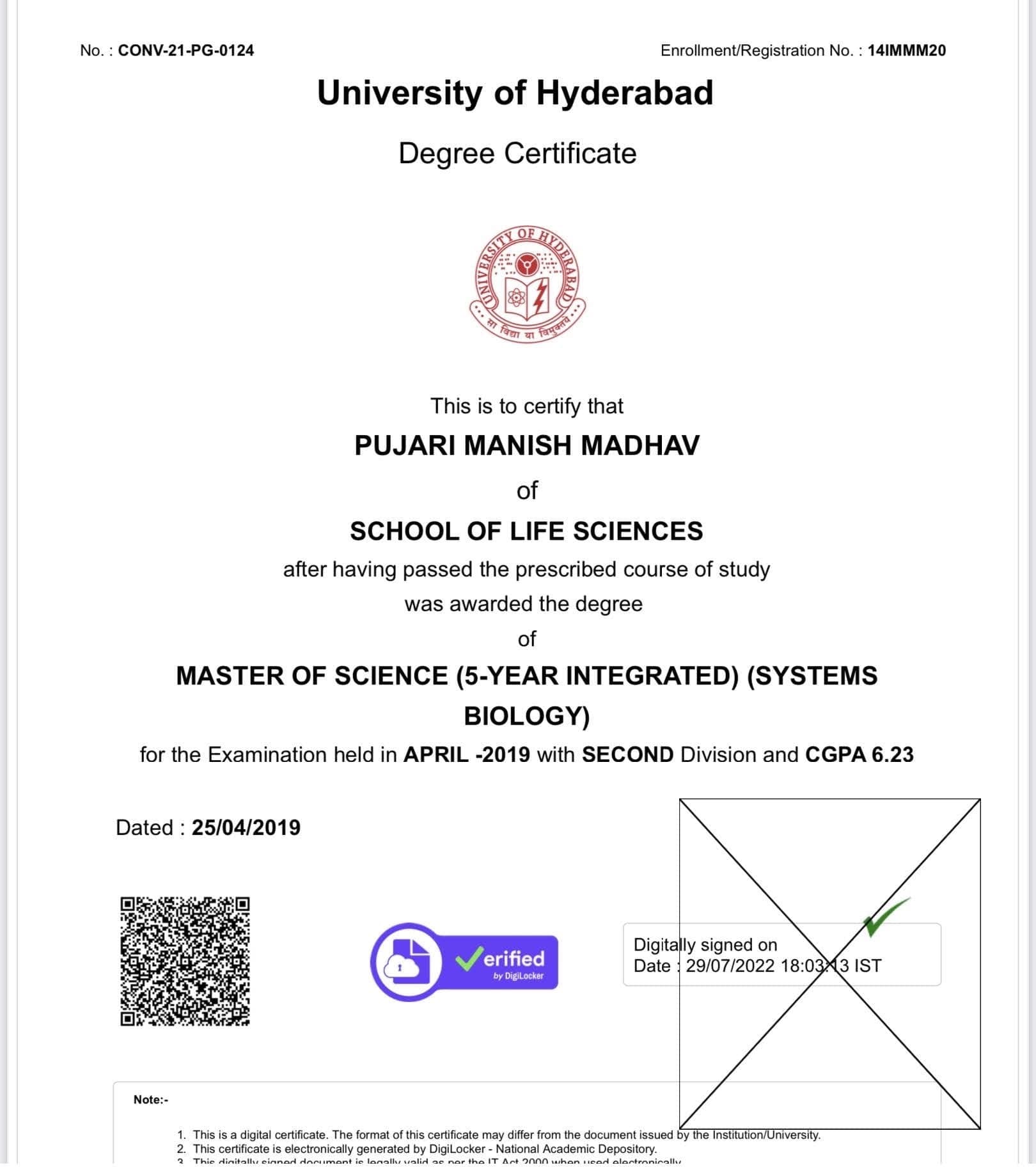 Manish graduated from University of Hyderabad