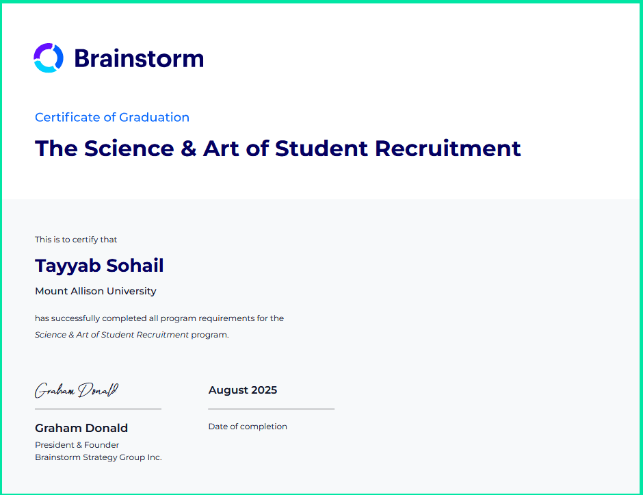 Muhammad Tayyab graduated from Mount Allison University