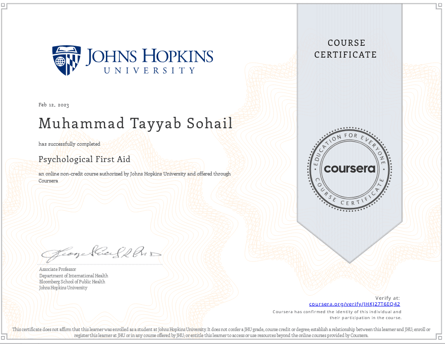 Muhammad Tayyab graduated from Mount Allison University