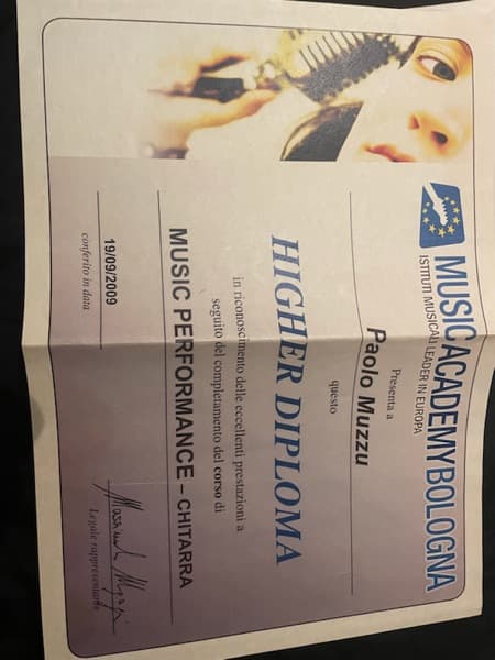 Paolo graduated from Music Academy 2000 Bologna