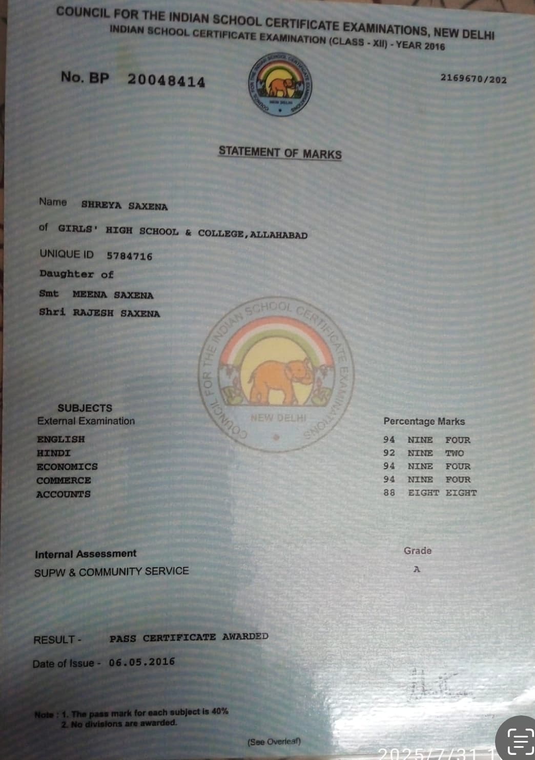 SHREYA graduated from UNIVERSITY OF ALLAHABAD