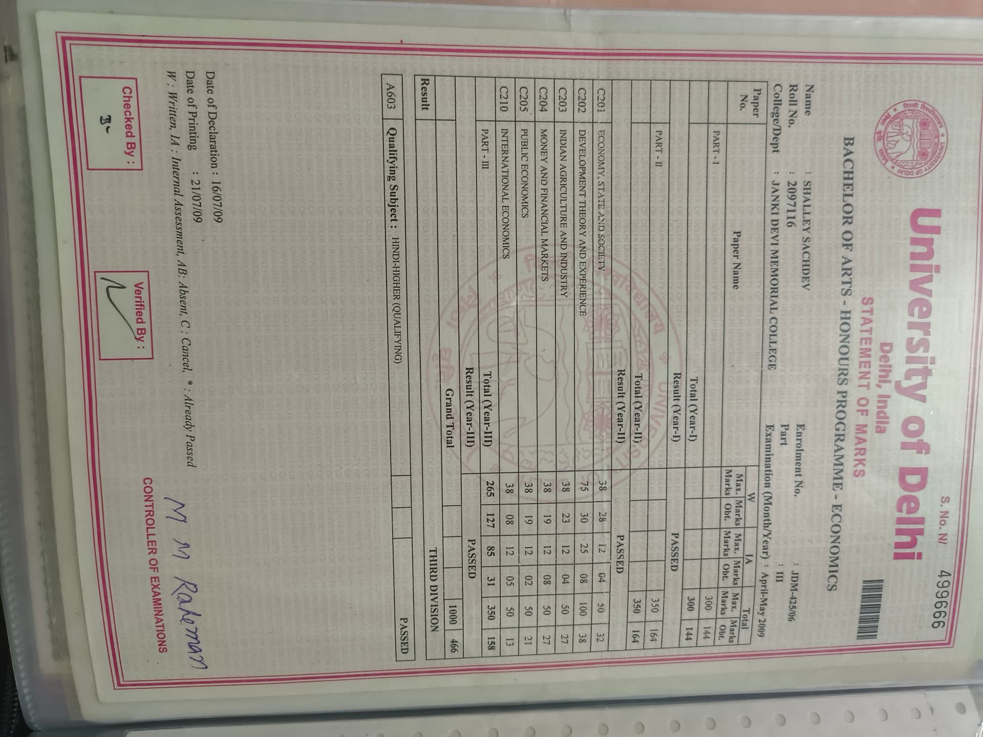 Shalley graduated from Delhi University