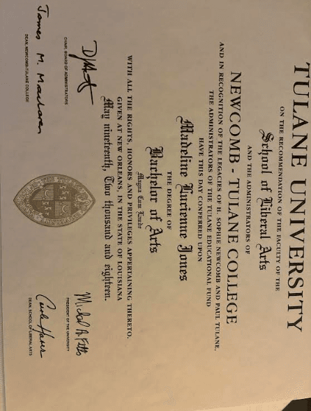 Madeline graduated from Tulane University