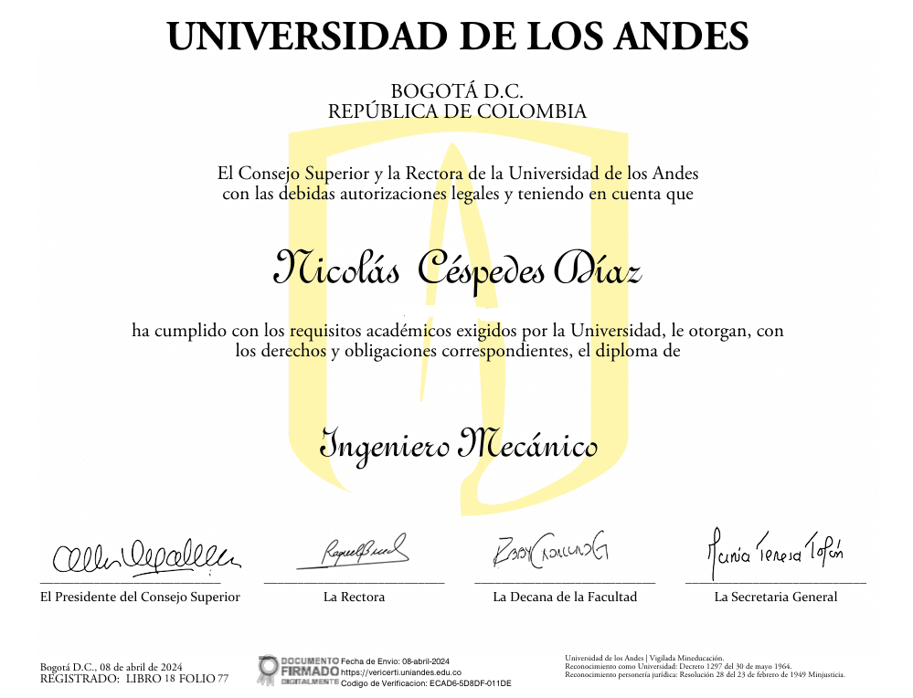 Nicolás graduated from Universidad de los Andes