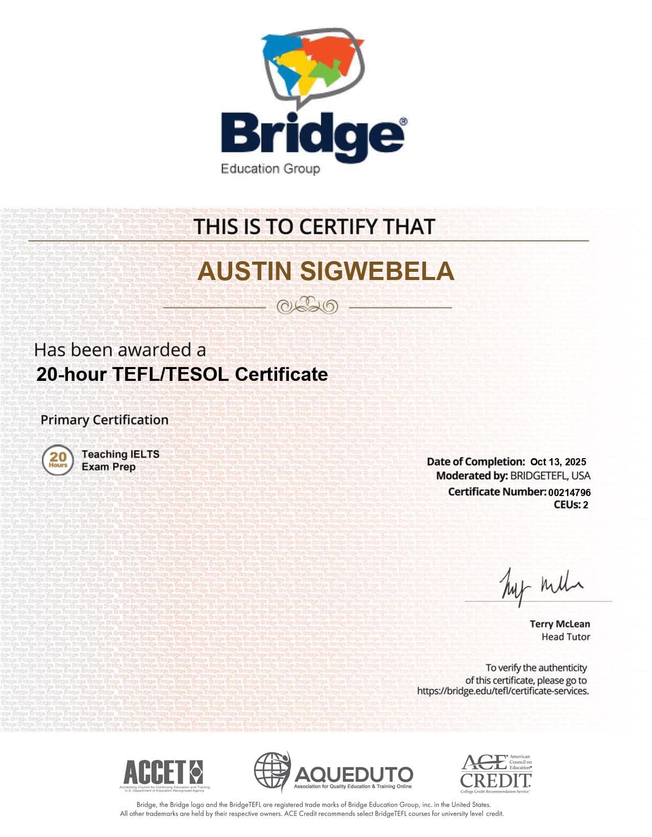 Austin graduated from Teacher Record