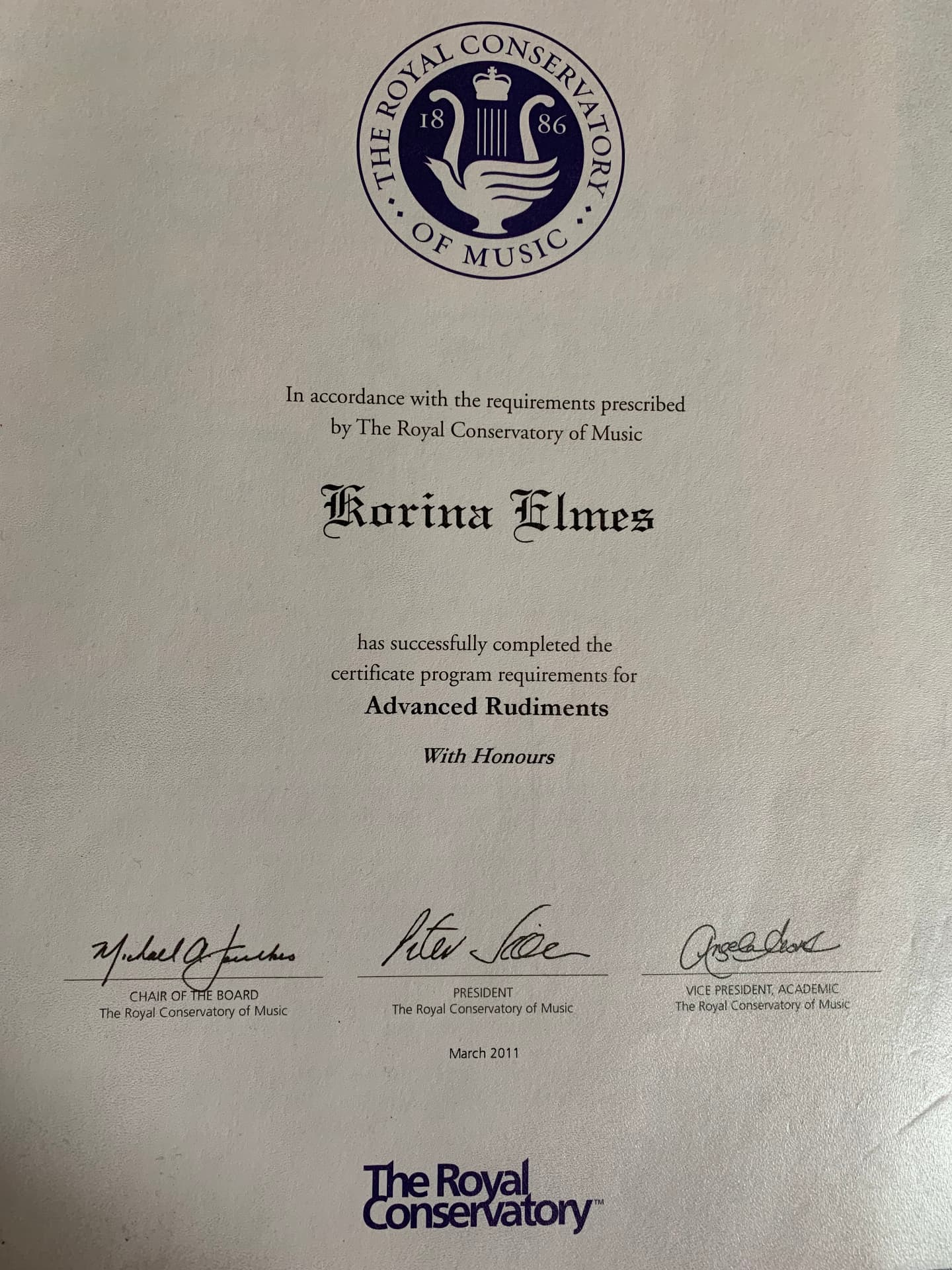 Korina graduated from RCM