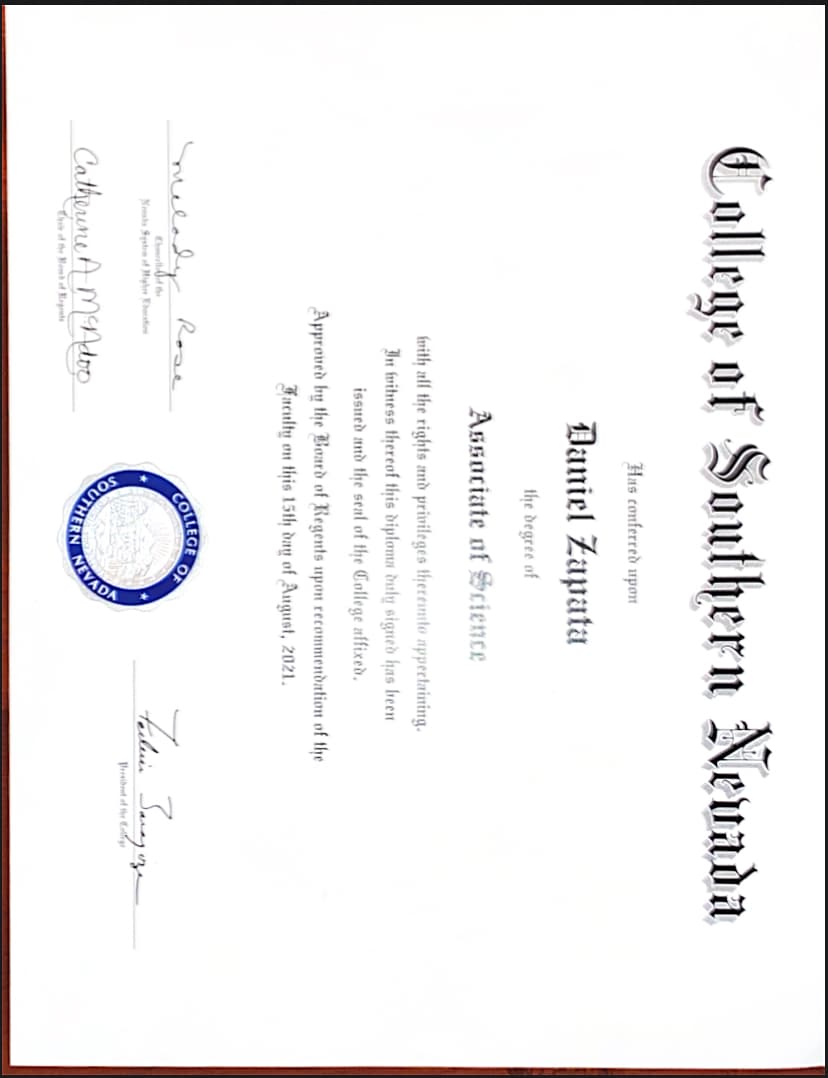 Daniel graduated from Nevada State University