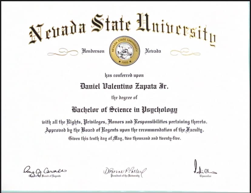Daniel graduated from Nevada State University