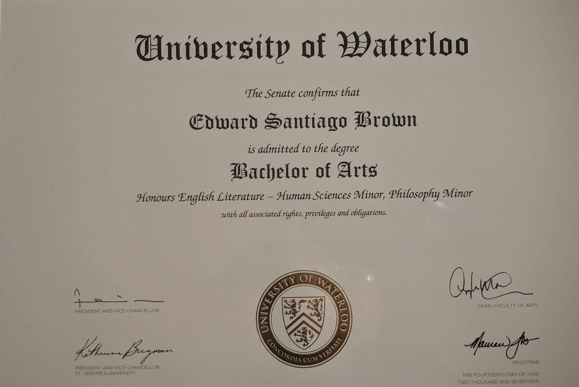 Edward graduated from University of Waterloo