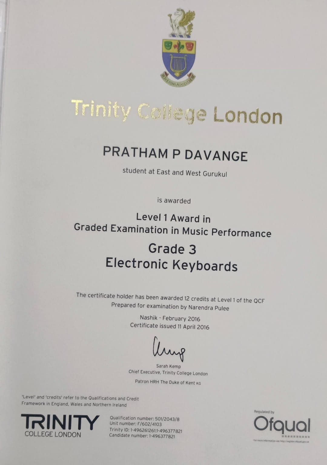 Pratham graduated from K.K. Wagh College of Agriculture, Nashik