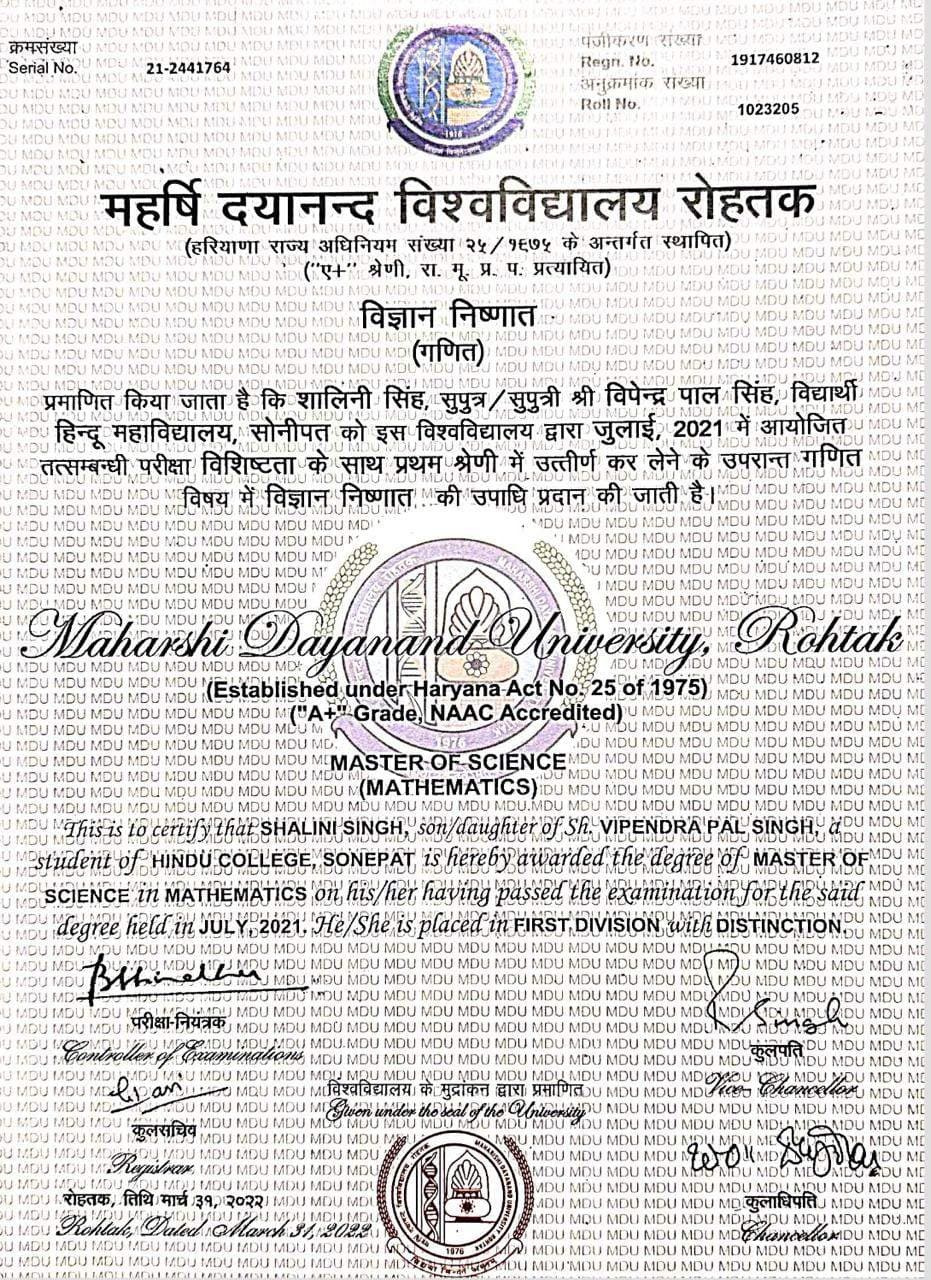 Shalini graduated from University of Delhi