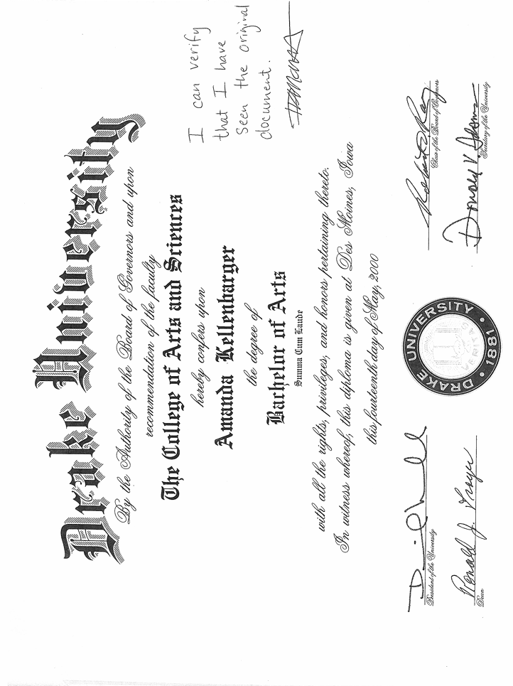 Amanda graduated from Drake University