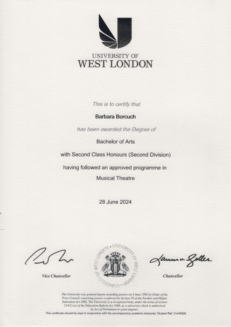 Barbara graduated from University of West London
