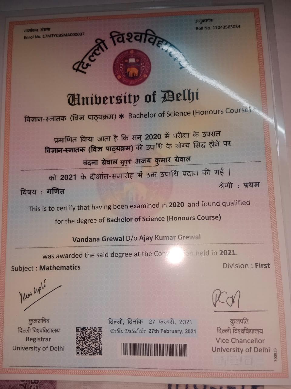 Vandana graduated from University of Delhi