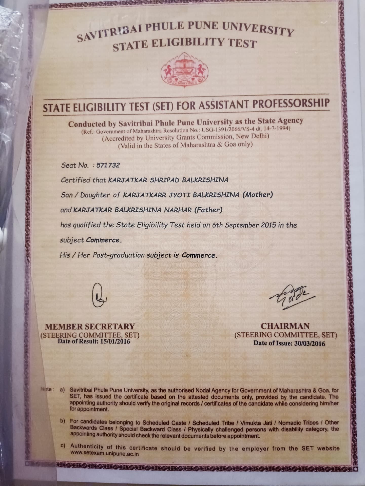 Dr Shripad graduated from pune