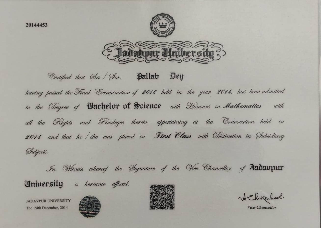 Pallab graduated from Jadavpur University