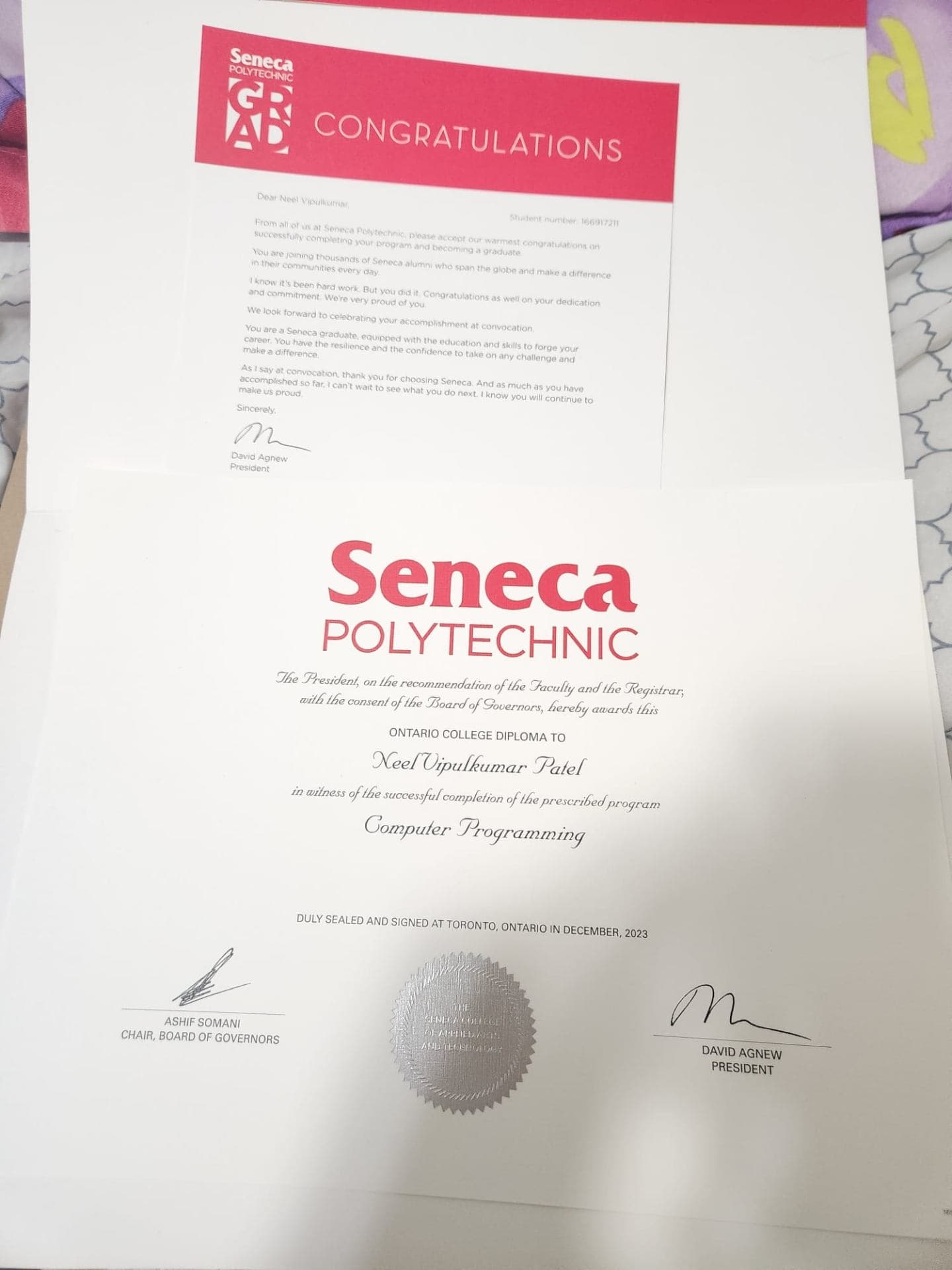 Neel graduated from Seneca College