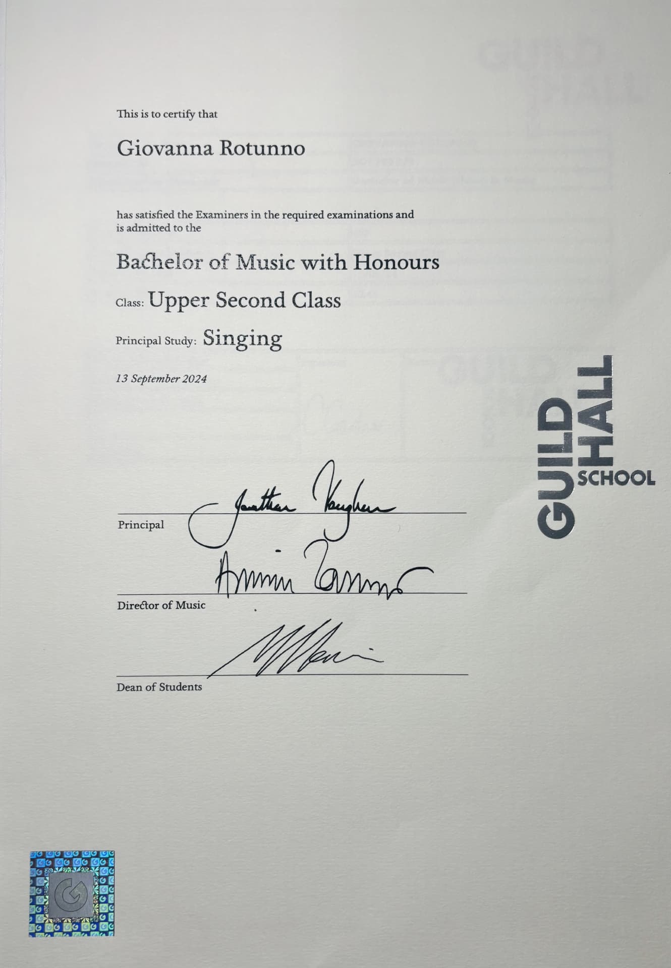 JO graduated from Guildhall school of music and drama