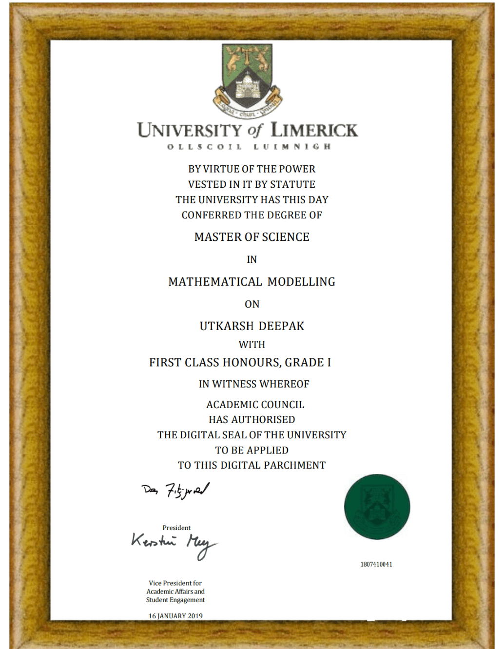 Utkarsh graduated from University of Limerick