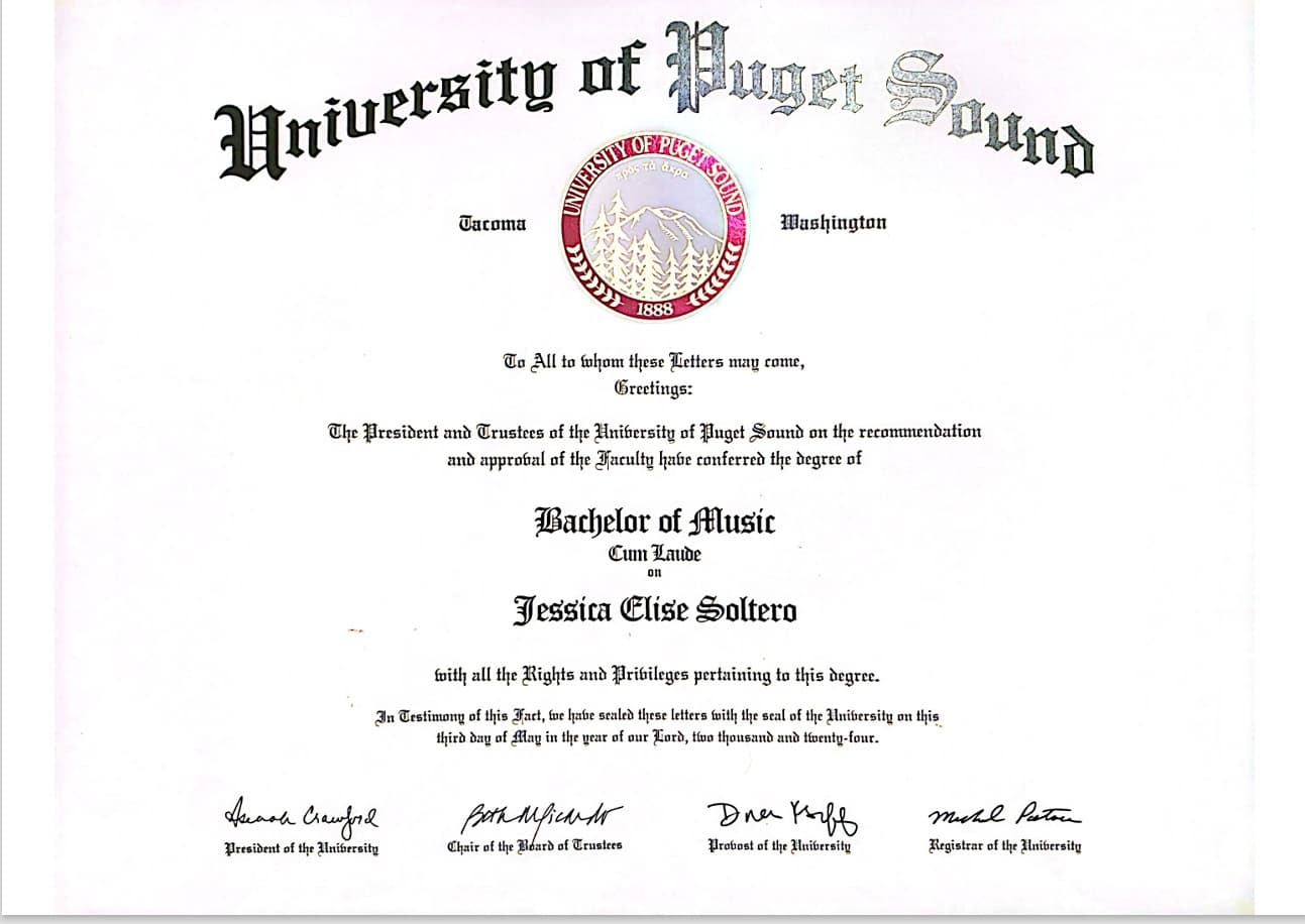 Jessica graduated from University of Puget Sound