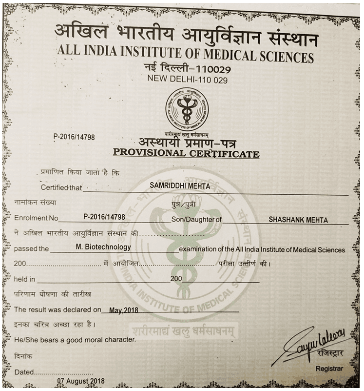 Samriddhi graduated from Banasthali Vidhyapith, Rajasthan