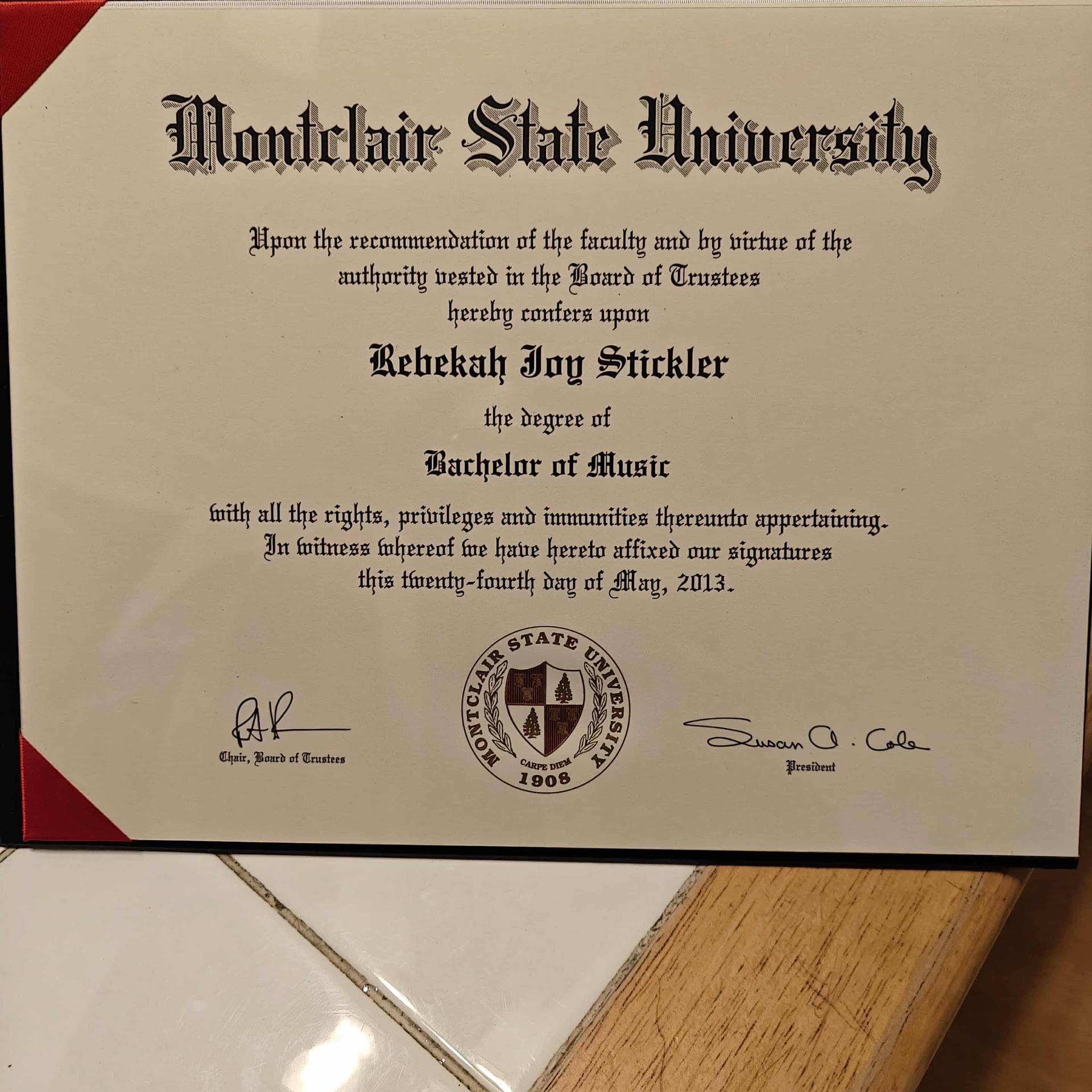 Rebekah graduated from Montclair State university