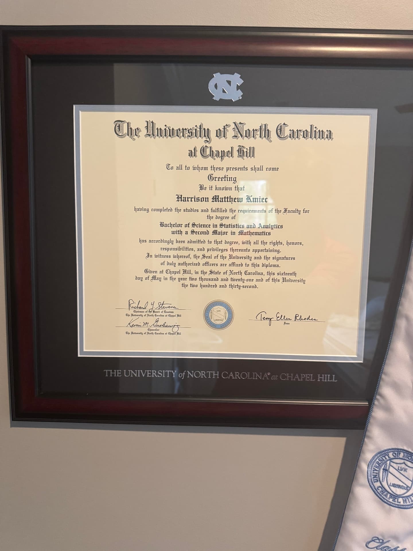 Harrison graduated from University of North Carolina at Chapel Hill