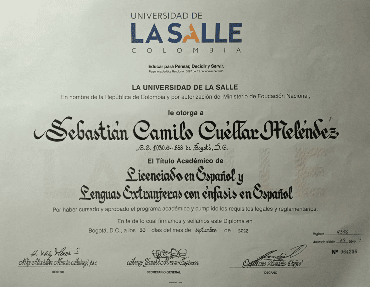 Sebastian graduated from La Salle University