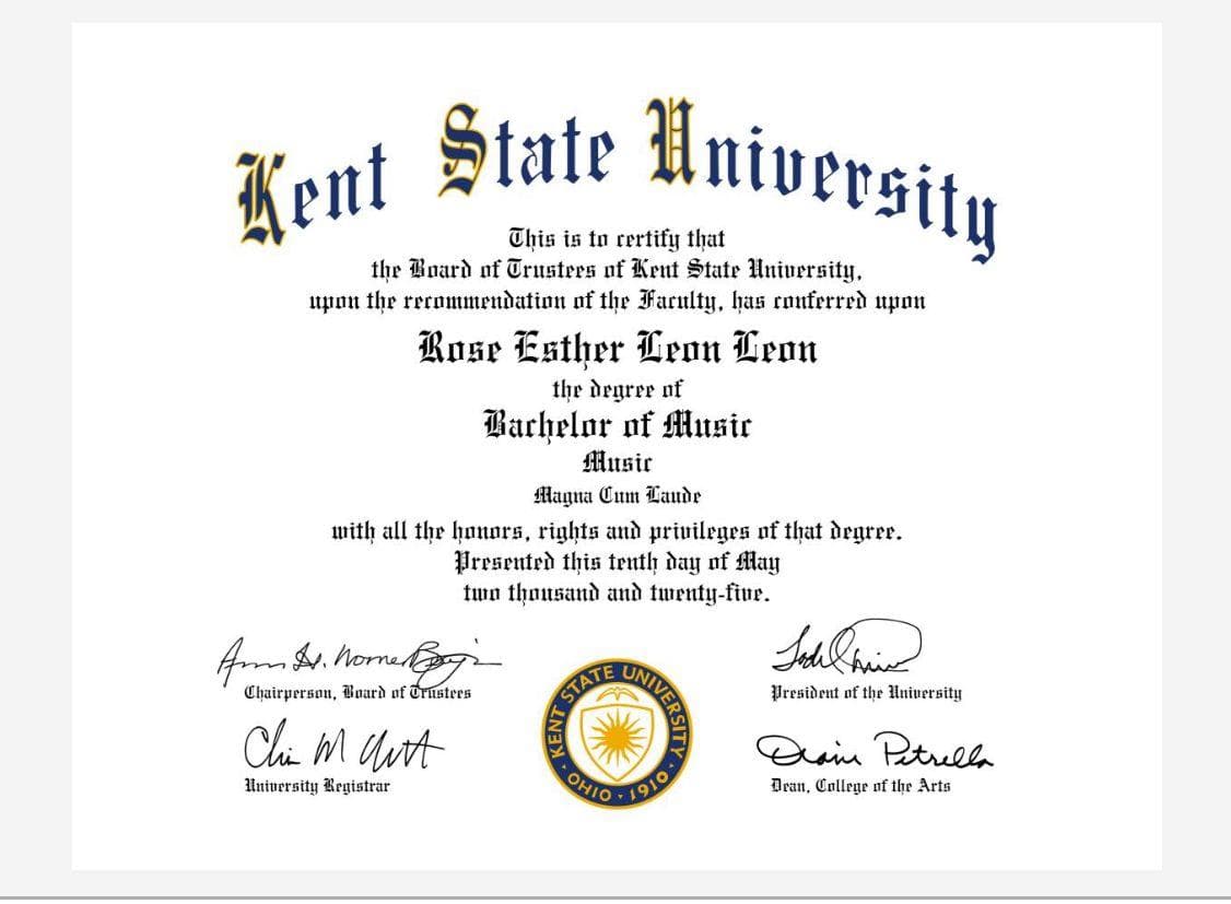 Rose graduated from Kent State University