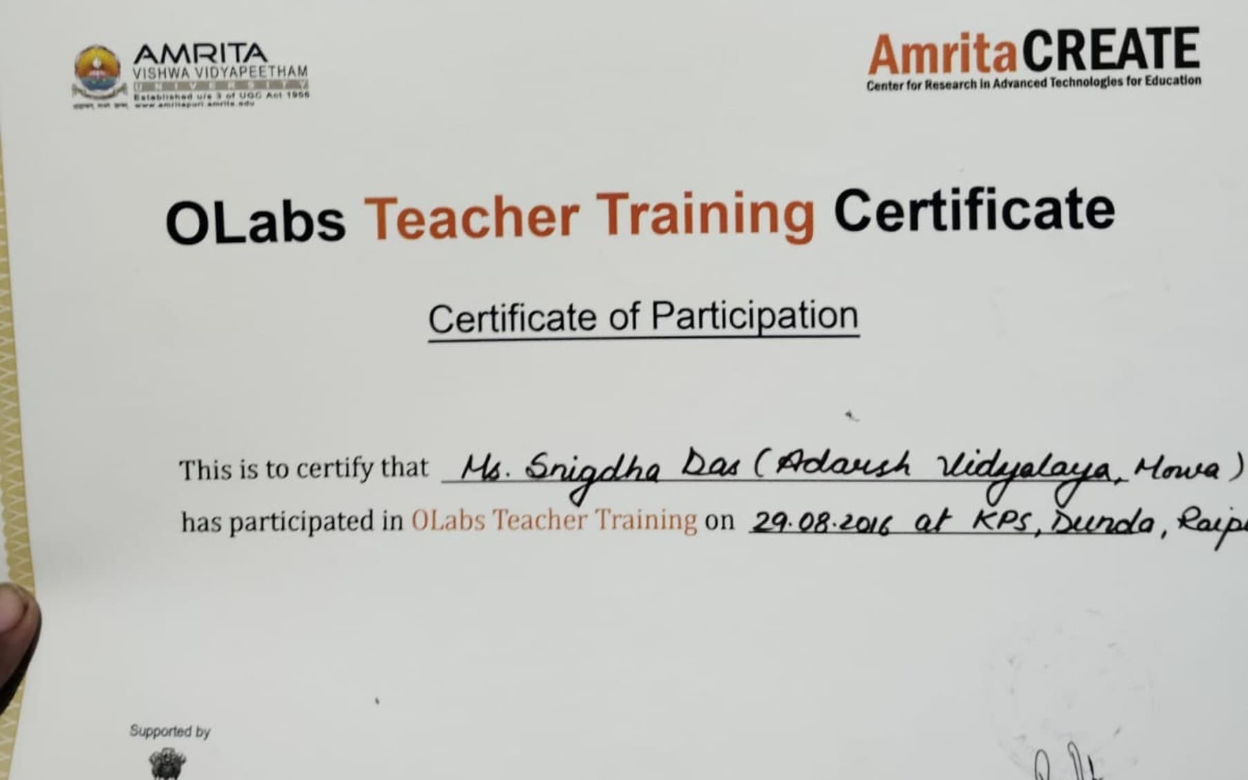 Snigdha graduated from Pt RAVISHANKAR UNIV RAIPUR CG